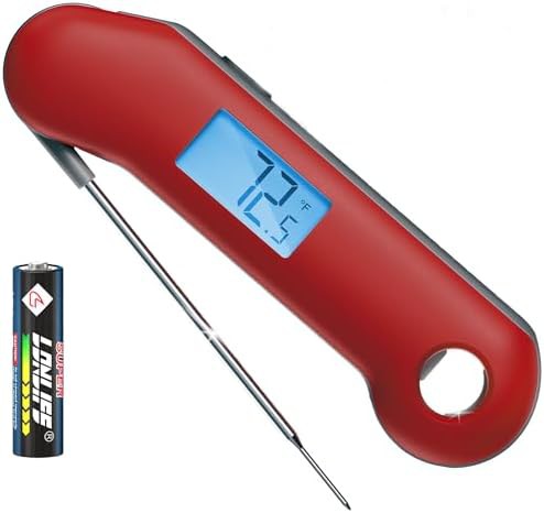 Dark red waterproof instant read thermometer