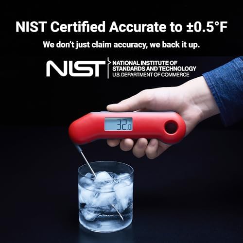 Dark red waterproof instant read thermometer — photo 3