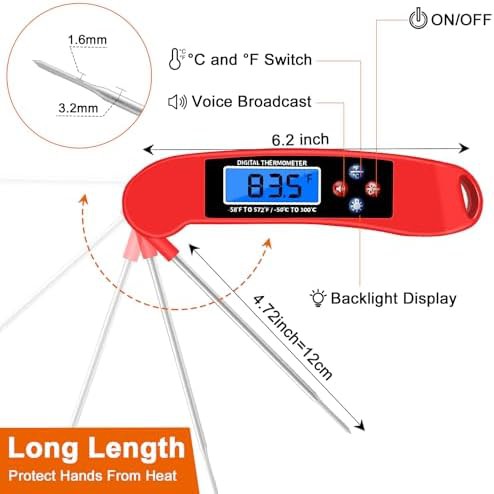 Red talking digital meat thermometer pair — photo 4