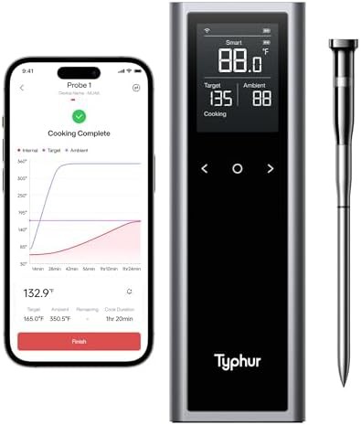 Wireless meat thermometer with standalone LCD base