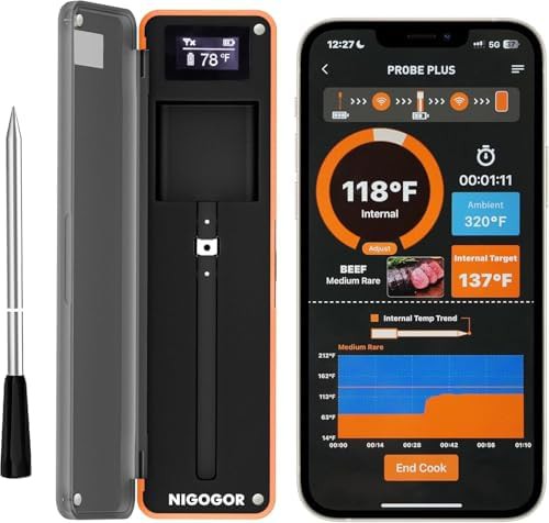 Ultra thin magnetic wireless meat probe
