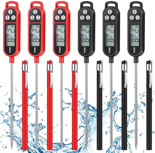Six pack red and black instant read thermometers