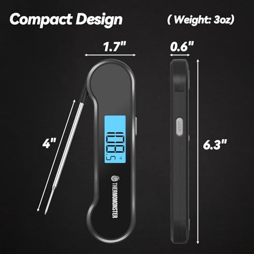 Black digital thermometer with fast response probe — photo 3