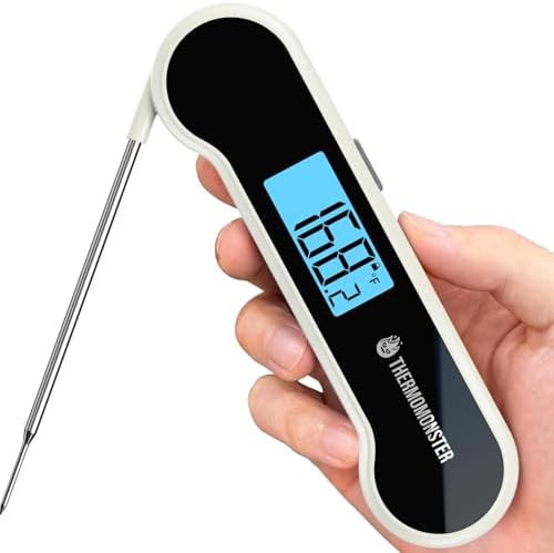 White instant read thermometer with long probe