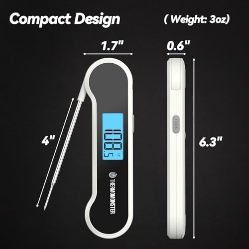 White instant read thermometer with long probe — photo 3