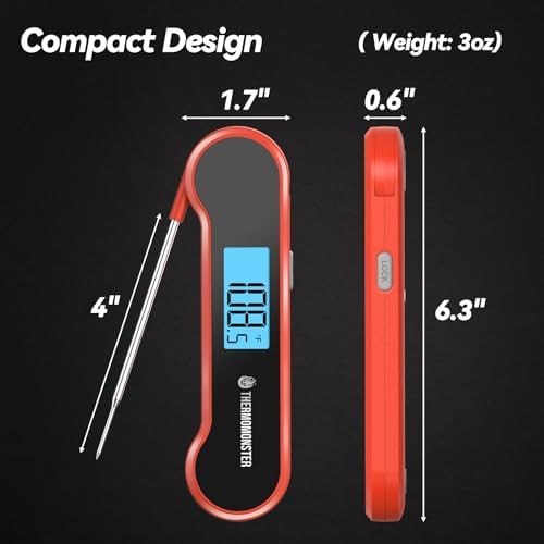Red professional grade instant read thermometer — photo 3