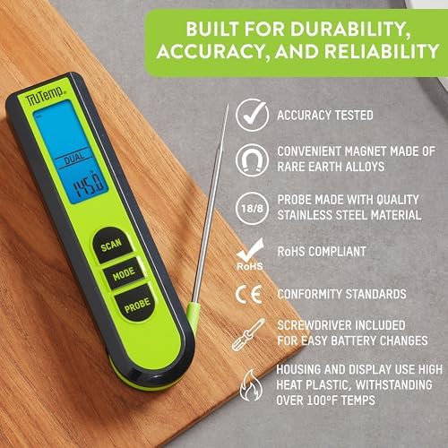 Green dual infrared and probe thermometer — photo 3