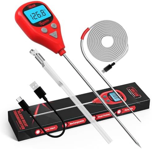 Wine red dual probe digital thermometer