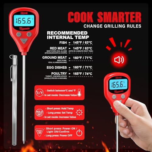 Wine red dual probe digital thermometer — photo 3