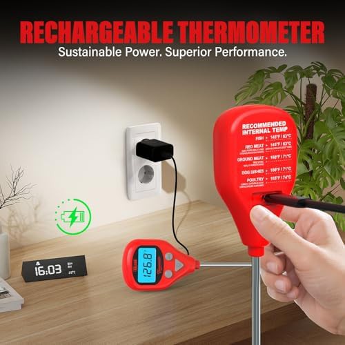 Wine red dual probe digital thermometer — photo 4