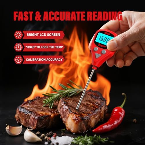 Wine red dual probe digital thermometer — photo 5