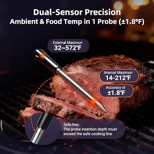 Waterproof four probe thermometer with dual sensors — photo 4