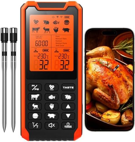 Orange Dual Probe Wireless Meat Thermometer