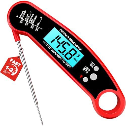 Black waterproof digital instant read thermometer