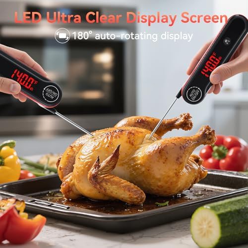Red waterproof fast instant read thermometer — photo 3