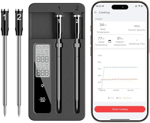 Wireless Smoker Thermometer with Magnetic Base