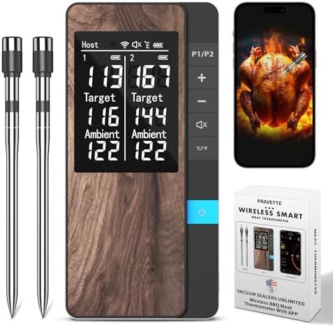 Wireless dual probe thermometer with app control