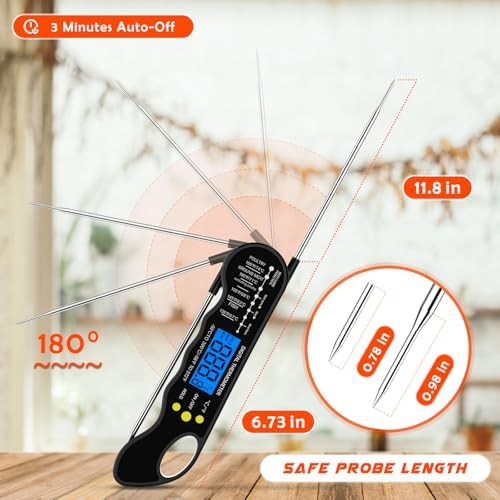 Black waterproof meat thermometer with backlight — photo 5
