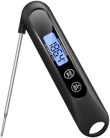 Black backlit instant read digital thermometer