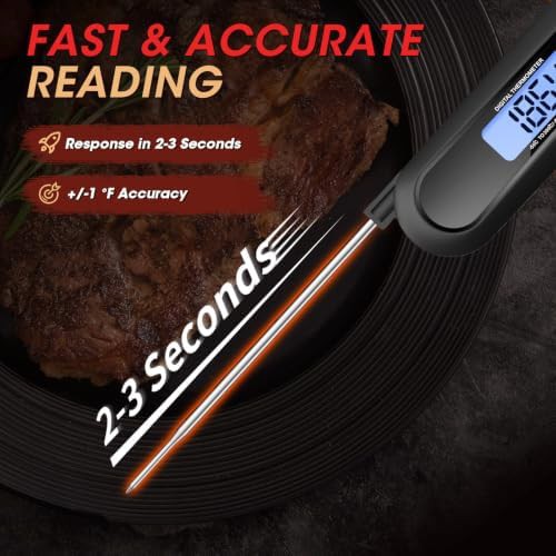 Black backlit instant read digital thermometer — photo 3
