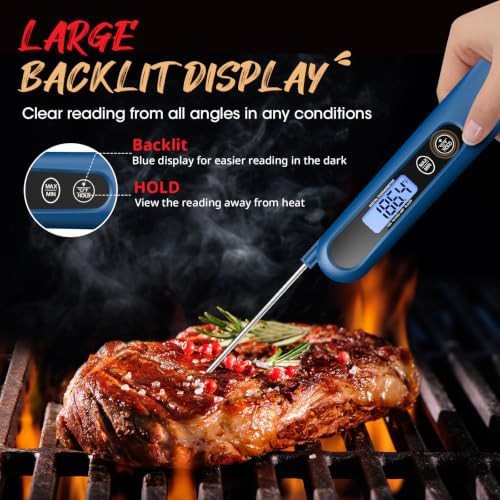 Blue backlit instant read digital thermometer — photo 4